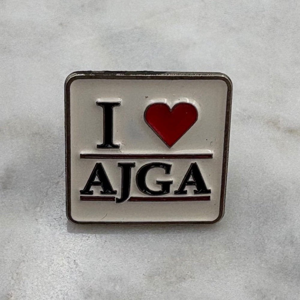 VTG Golf Lapel Pin White I Heart AJGA Enamel Square Pin Junior Golf